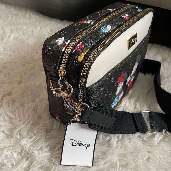 DISNEY mickey and minnie crossbody bag monogram with 2 zippered compartments - Picture 5 of 7